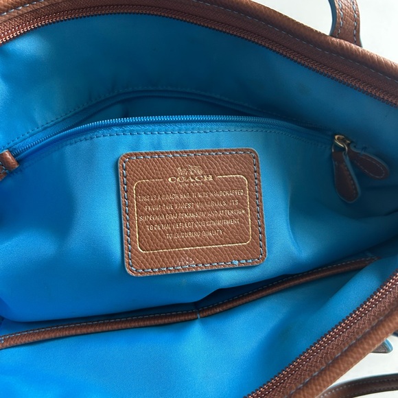 COACH - Vibrant Blue and Leather Tote Bag - Picture 6 of 6